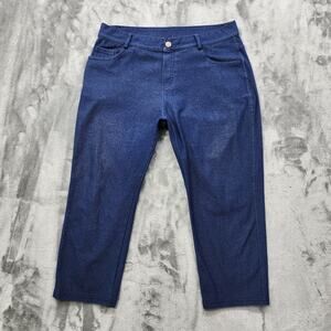 Yelete Jeans Womens XXXL Blue Pull On 5-Pocket Crop Capri Jegging Skinny Stretch